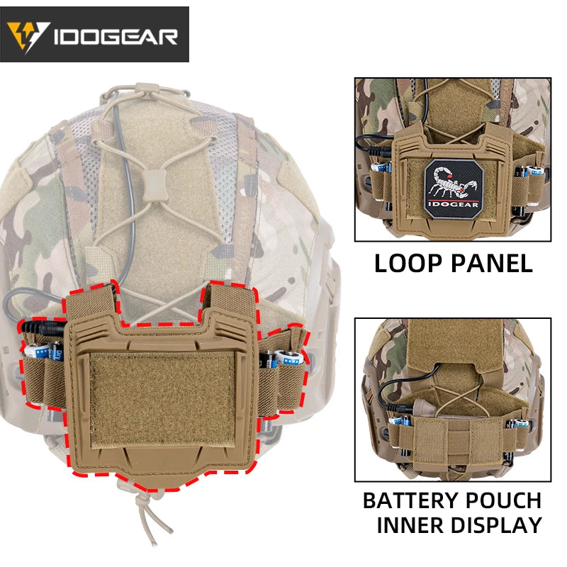 IDOGEAR Tactical Helmet Cover with NVG Battery Pouch