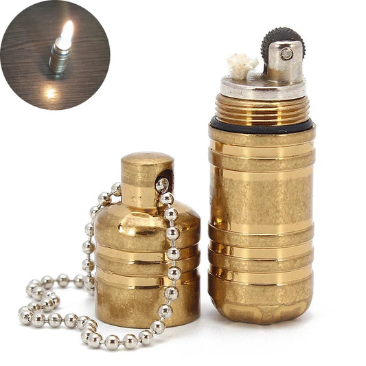 Petroleum Lighter Key Chain Capsule Compact Pocket Mini Gasoline Lighter Inflated Keychain Lighter Outdoor Survival Tools No oil