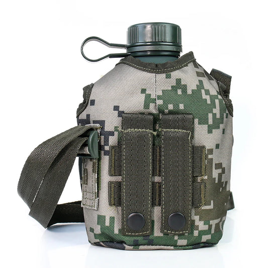 1L Outdoor Military Style Canteen with Camoufage Carry Pouch