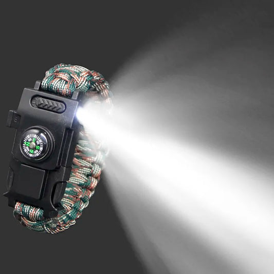 Emergency Paracord 550 4mm Survival Bracelet With Led Light And Compass