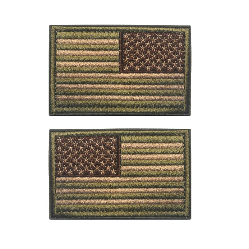 American Flag Left And Right Arm Patch USA Flag Hook&Loop 2pc Set