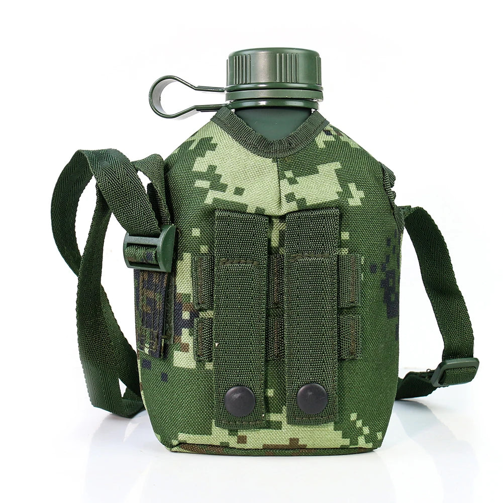 Outdoor Military Style Canteen with Camoufage Carry Pouch 1Liter