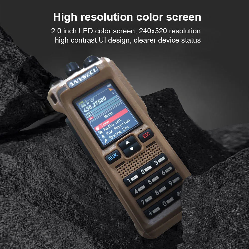 ANYSECU GT-12 FM AM UHF VHF Multi Band Handheld Radios 10W DTMF with Bluetooth Programming Function