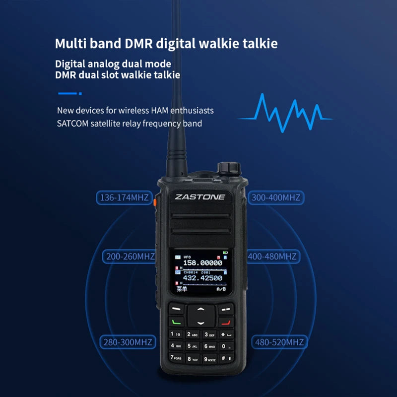 ZASTONE UV008 DMR Two Way Radio 10W Dual Band Walkie-talkie GPS