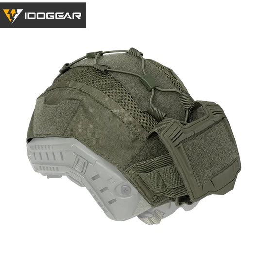 IDOGEAR Tactical Helmet Cover with NVG Battery Pouch