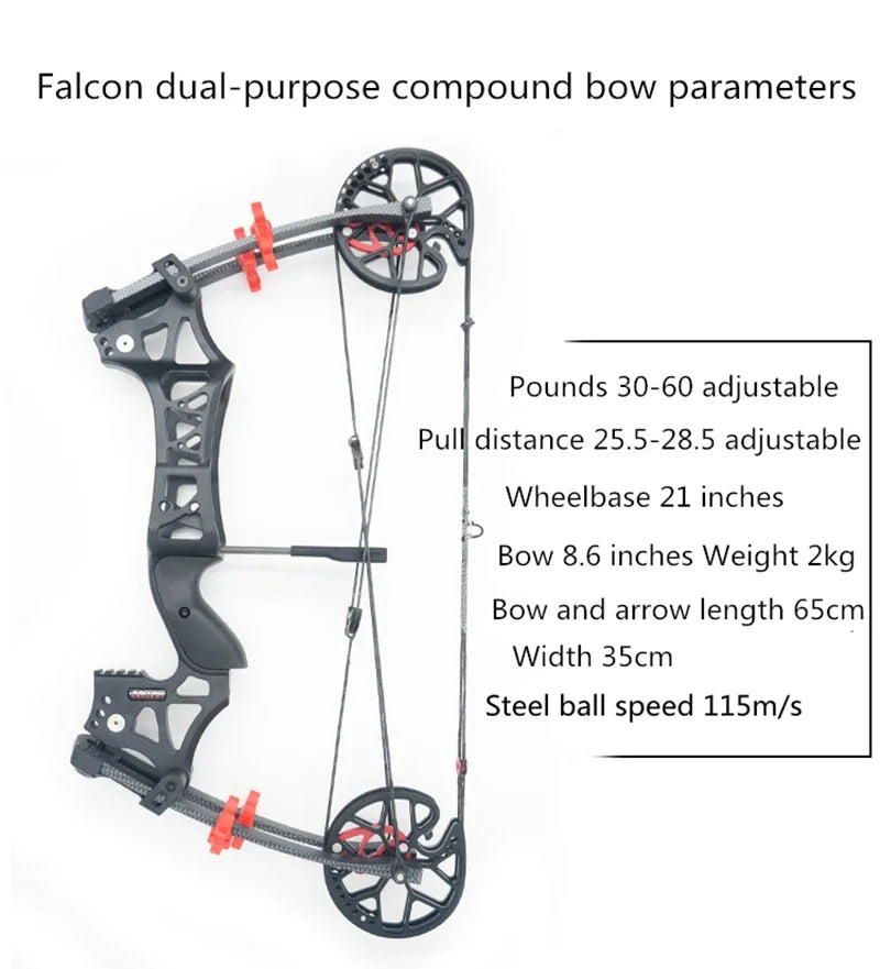 FALCON Dual-use Compound Bow/ Power Shot Bearing Shooter Sling Shot 30-60lb Draw Weight