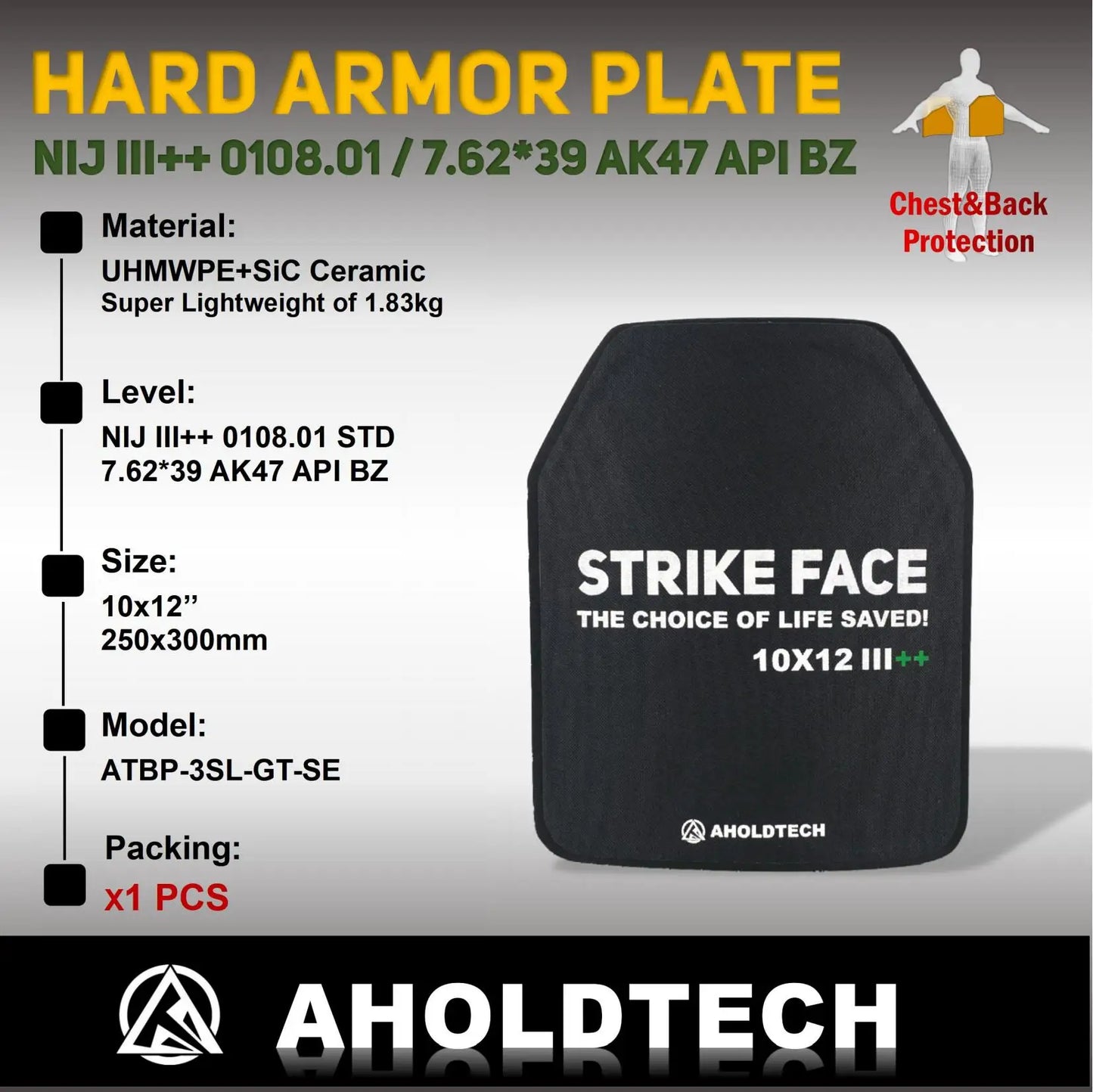 Bulletproof Silicon carbide ceramic UHMWPE Hard Armor Plate NIJIII++