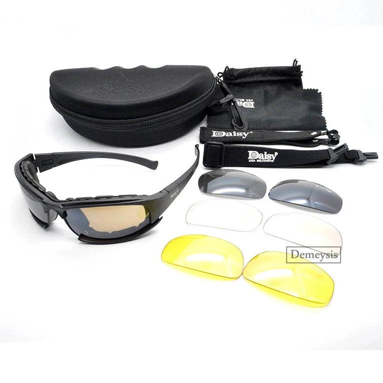 Daisy Tactical Polarized Glasses Sunglasses with 4 Lens and case