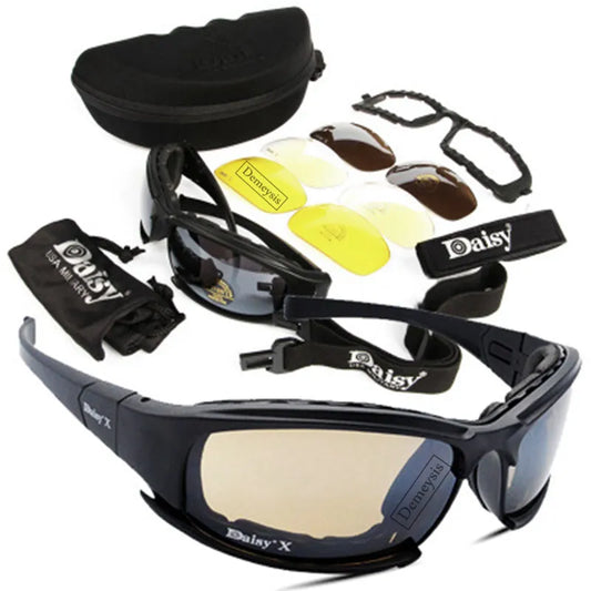Daisy Tactical Polarized Glasses Sunglasses with 4 Lens and case