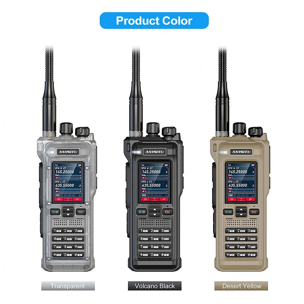 ANYSECU GT-12 FM AM UHF VHF Multi Band Handheld Radios 10W DTMF with Bluetooth Programming Function