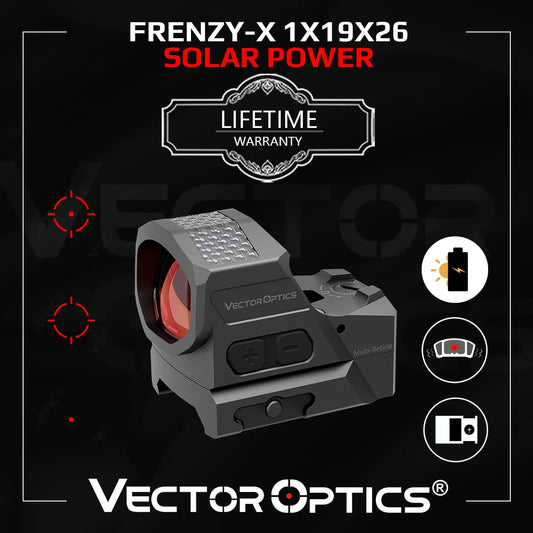 Vector Optics Frenzy-X  Solar Powered 1x19x26 Multi-Reticle Red Dot Sight