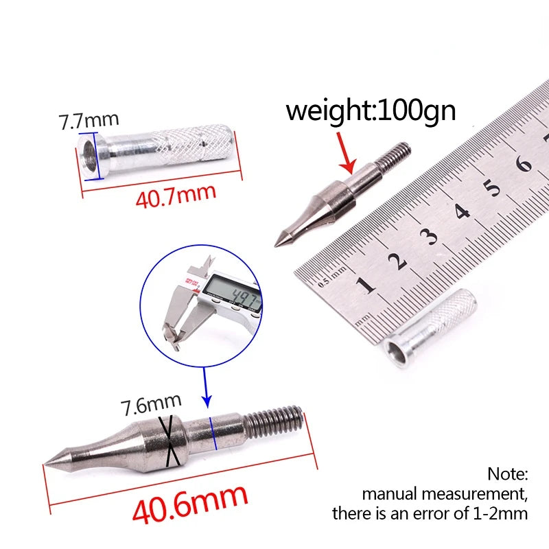 Archery Target Tip with Aluminum 100gn Insert Fit for ID 6.2mm Shaft 12pcs