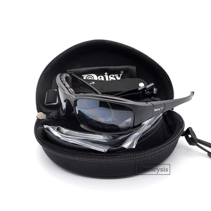 Daisy Tactical Polarized Glasses Sunglasses with 4 Lens and case