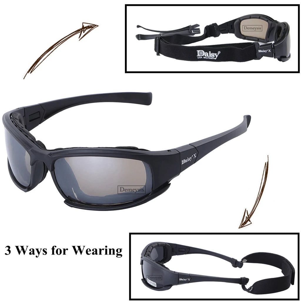 Military Style Tactical Glasses for Outdoor/Shooting With Polarized and Yellow Lens Kit