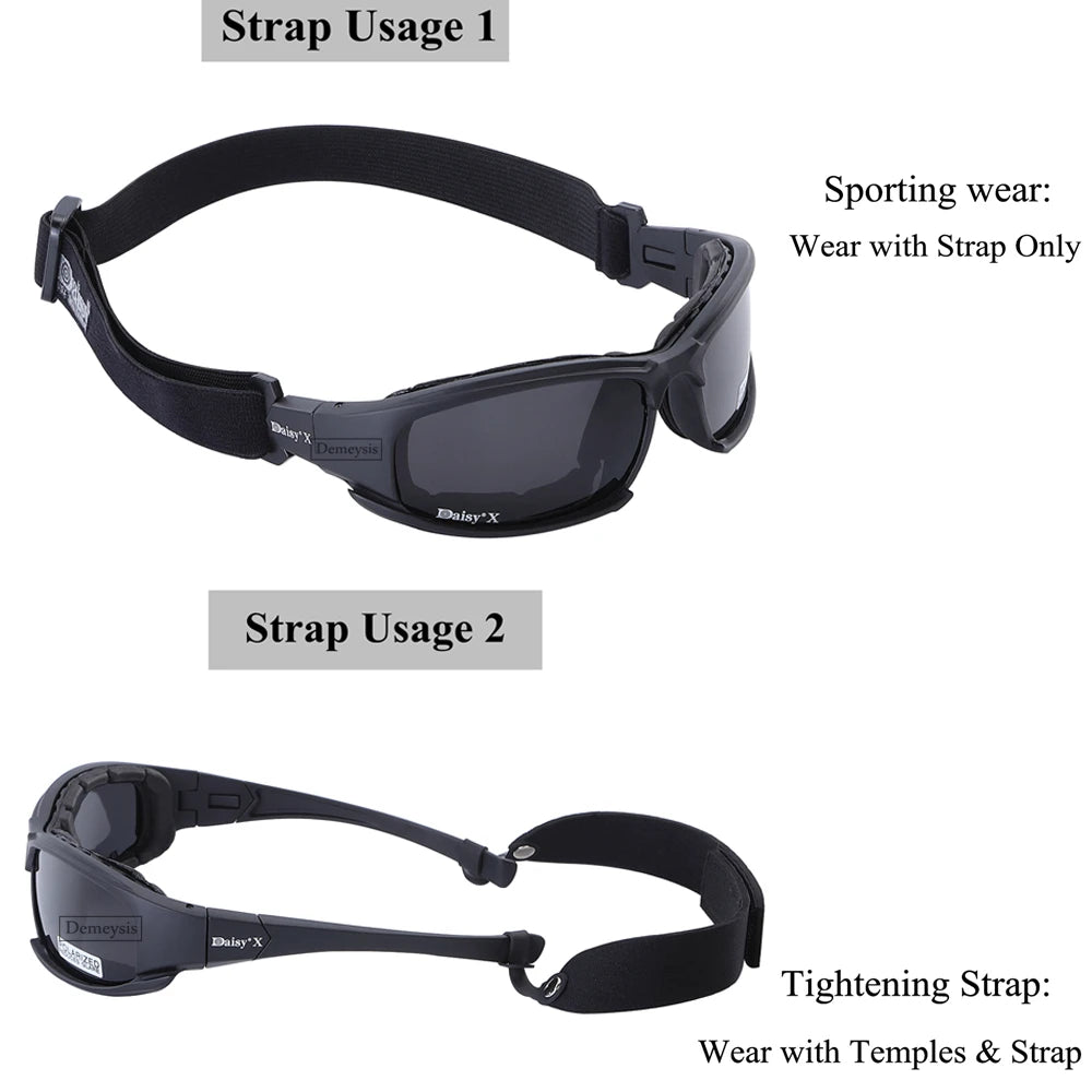 Military Style Tactical Glasses for Outdoor/Shooting With Polarized and Yellow Lens Kit